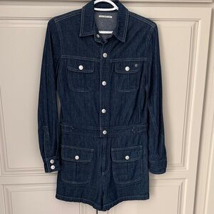 AG Adriano Goldschmied Dark Wash Short Denim Romper